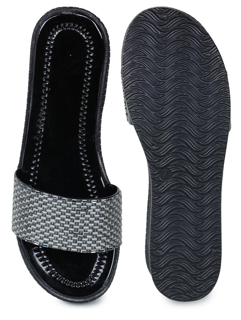 black embellished slip on wedge - 19696863 - Standard Image - 5