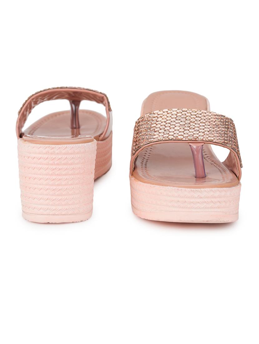 peach embellished slip on wedge - 19696866 - Standard Image - 3