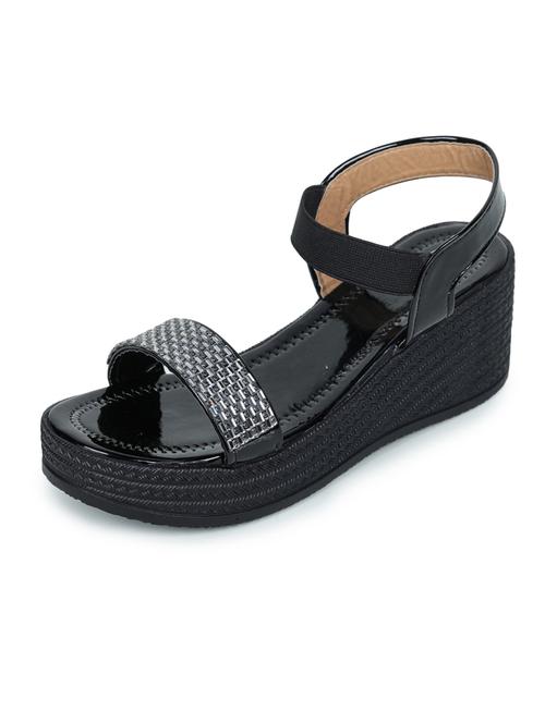 black embellished back strap wedge - 19696871 - Standard Image - 0