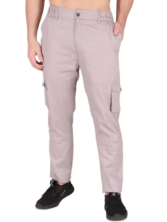 grey cotton blend cargos casual trousers - 19697035 -  Zoom Image - 0