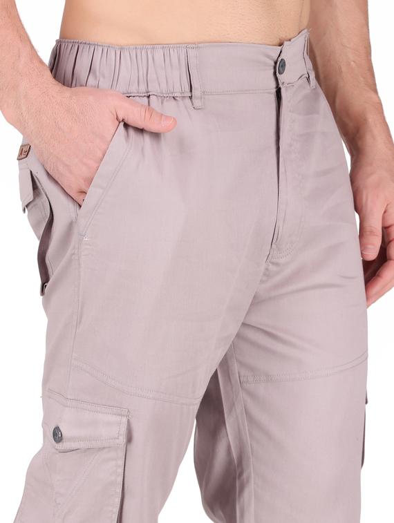 grey cotton blend cargos casual trousers - 19697035 - Standard Image - 3