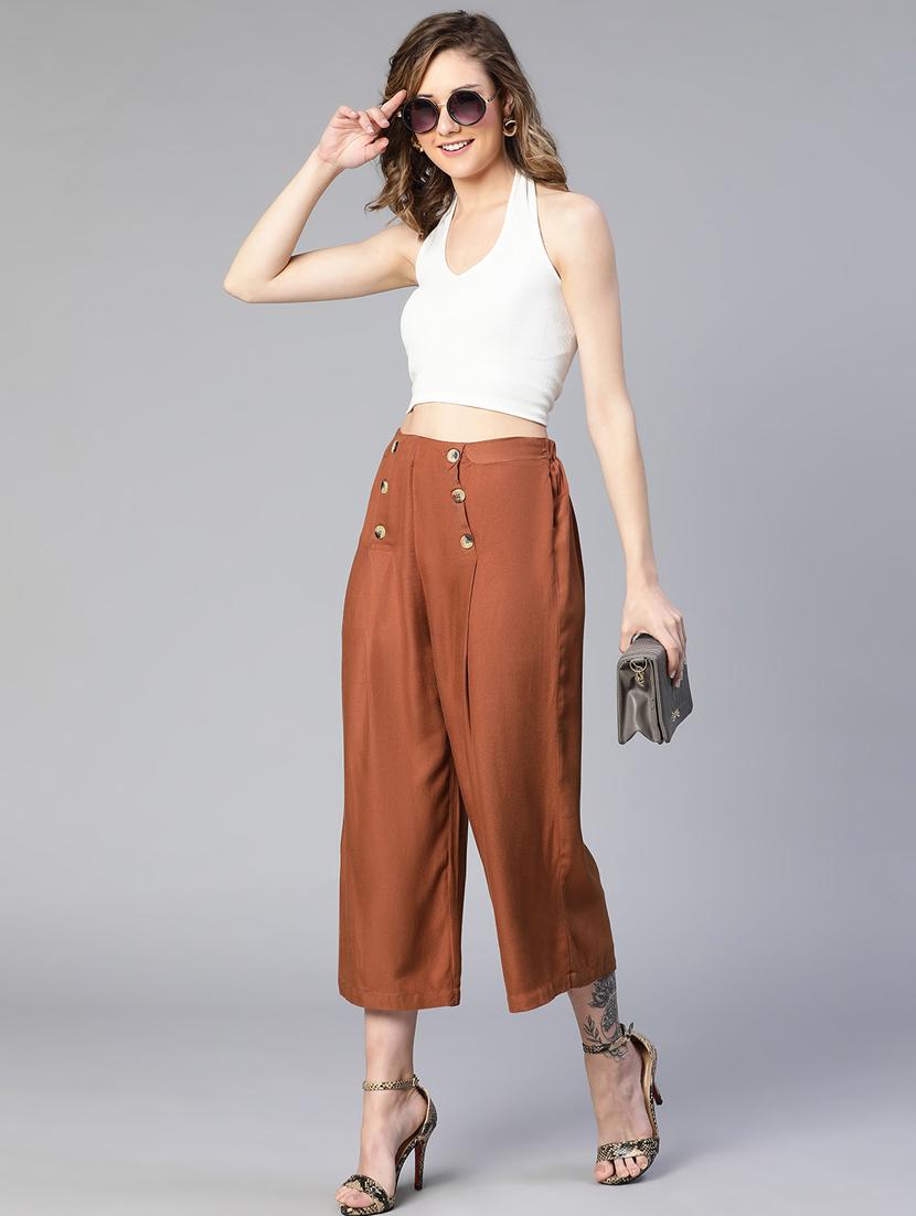 solid brown detailed pleated trouser - 19697146 - Standard Image - 3
