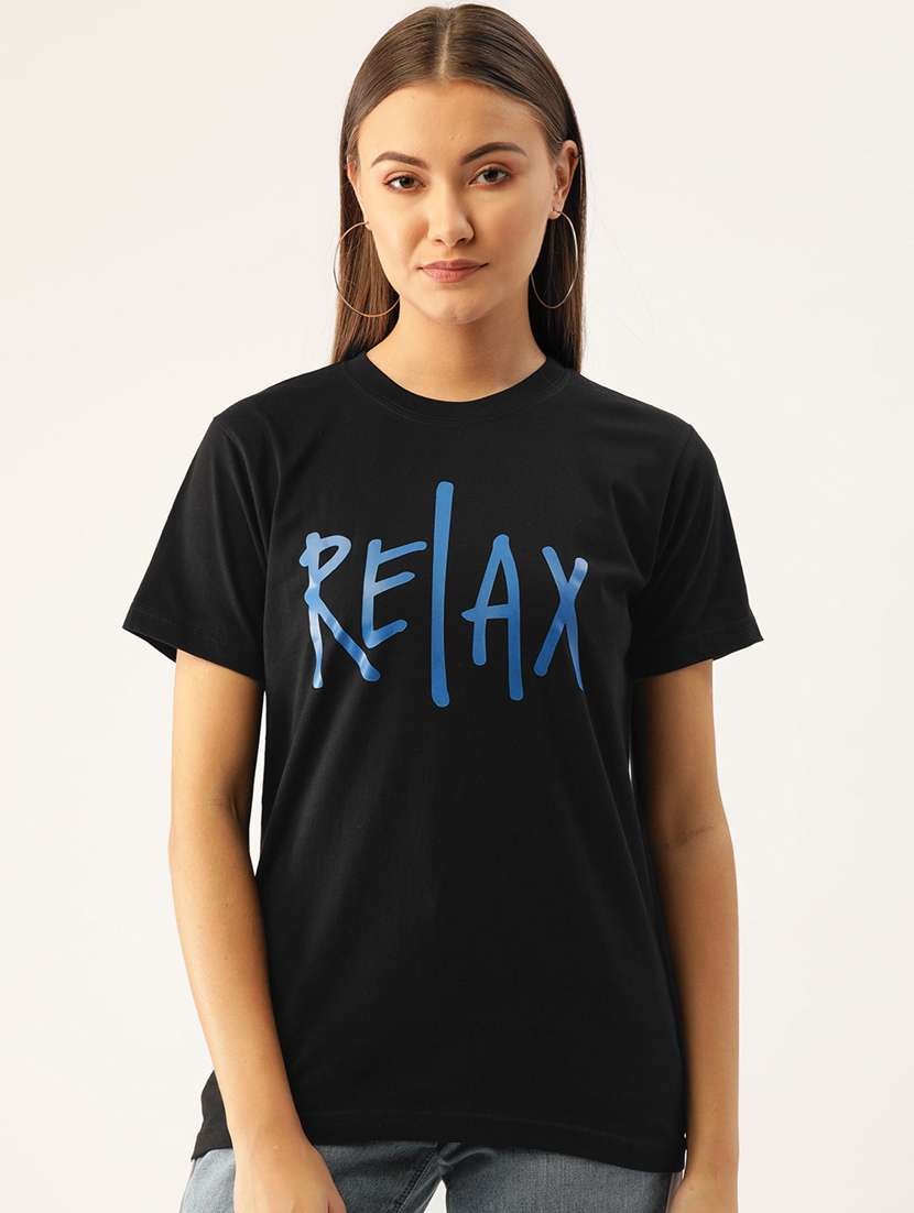 women's chest print round neck t-shirt