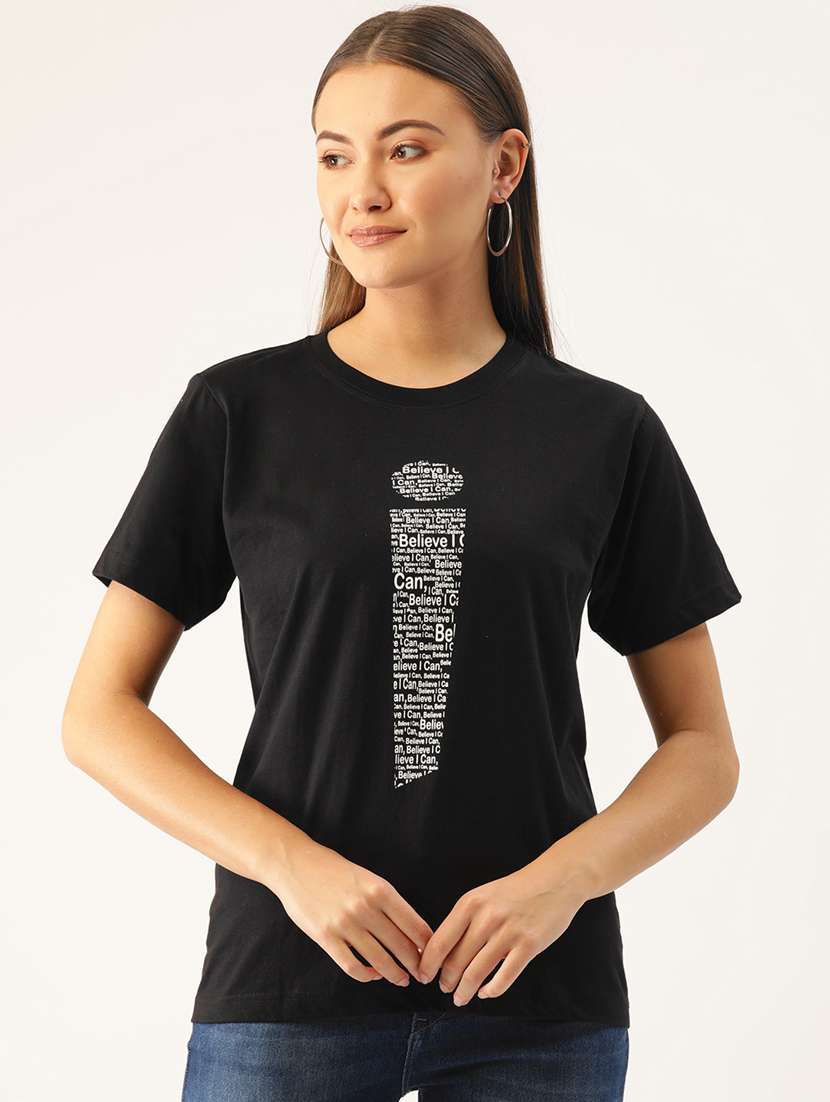 women's front print round neck t-shirt