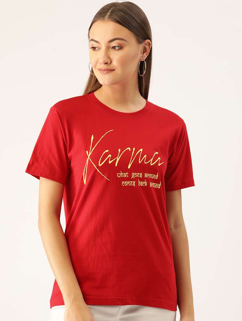 women's chest print round neck t-shirt