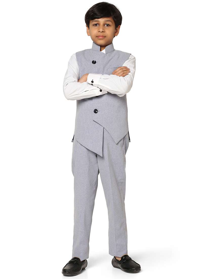 boys solid suit set