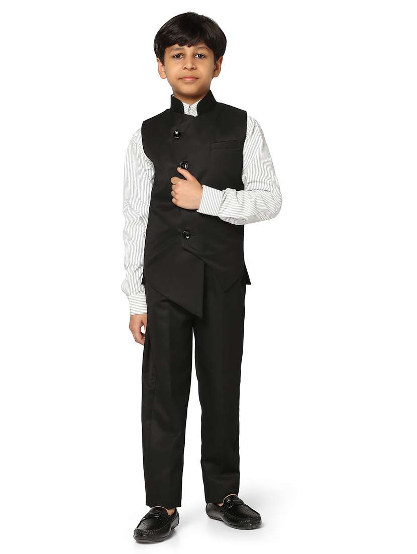boys solid suit set