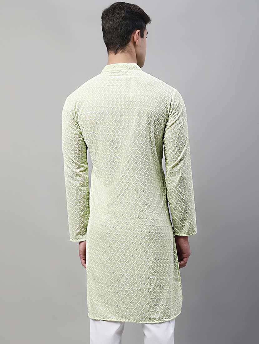 men mandarin collar embroidered kurta  - 19697809 -  Standard Image - 3