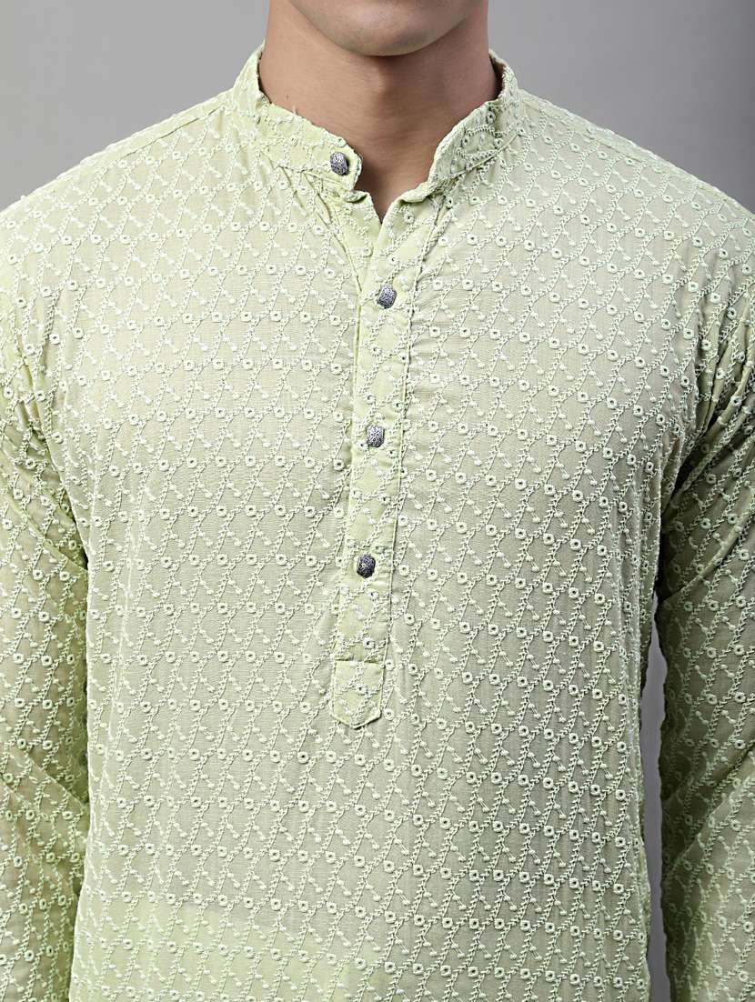 men mandarin collar embroidered kurta  - 19697809 -  Standard Image - 5