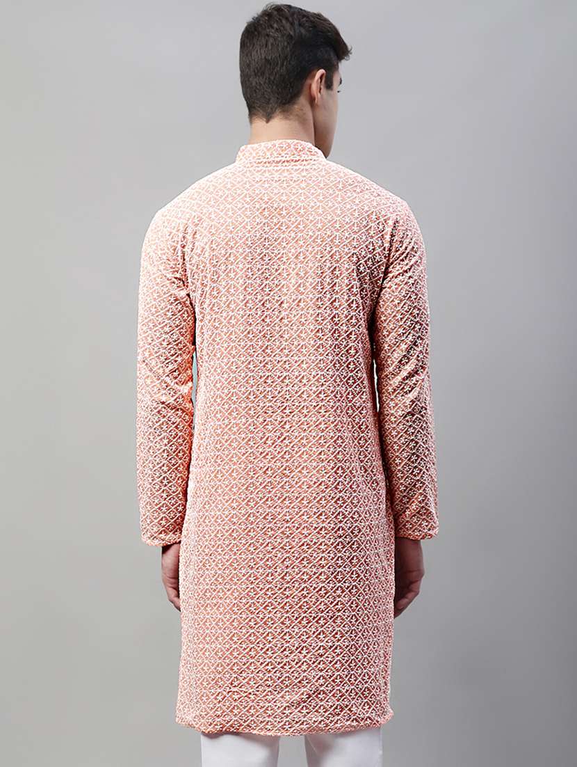 men mandarin collar embroidered kurta  - 19697812 -  Standard Image - 3