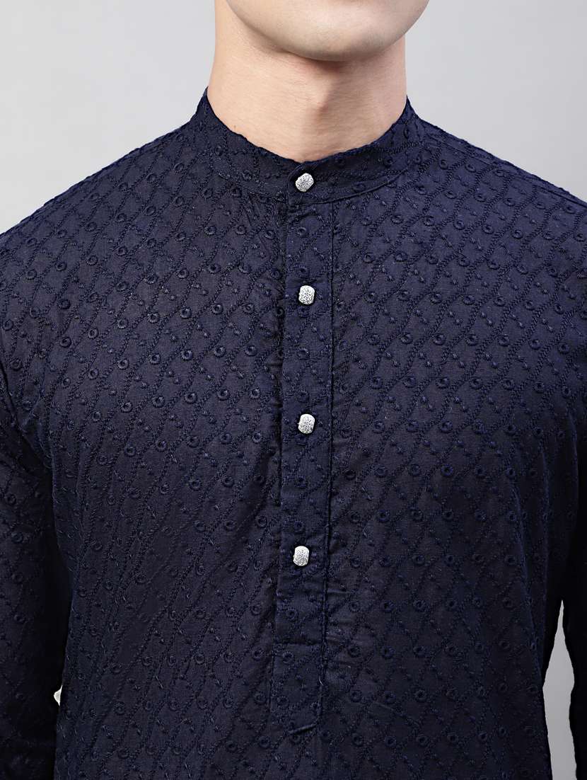 men mandarin collar embroidered kurta  - 19697821 -  Standard Image - 5