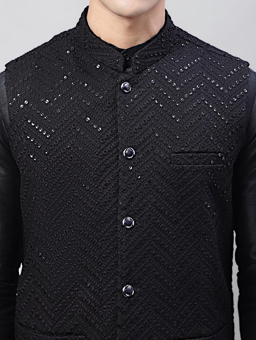 men mandarin collar embroidered kurta pyjama set - 19697840 - Standard Image - 5