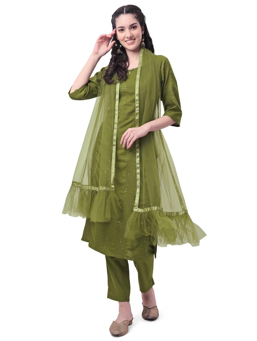 self design kurta pant with dupatta set - 19698349 - Zoom Image - 0
