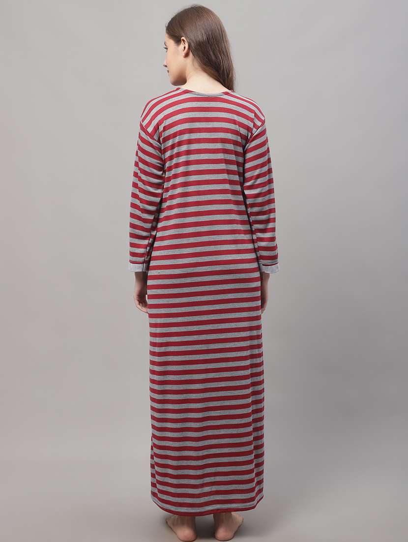 long sleeves striped nighty - 19698477 - Standard Image - 3