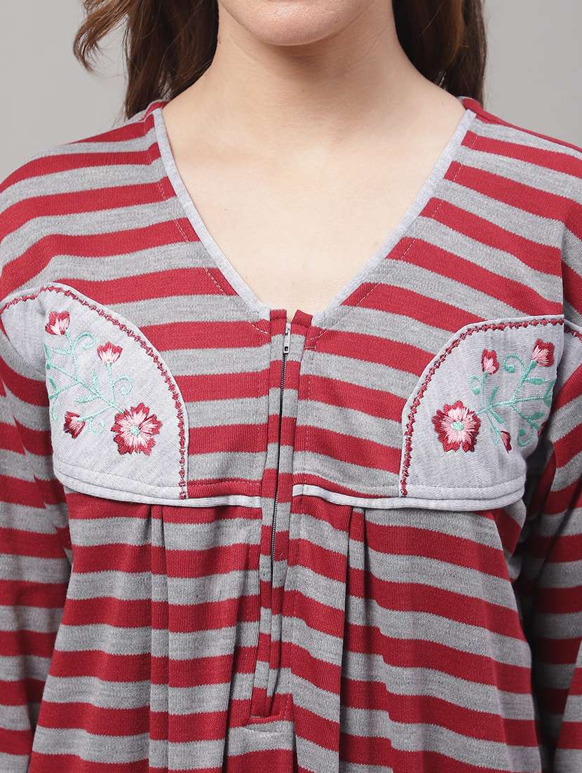 long sleeves striped nighty - 19698477 - Standard Image - 5