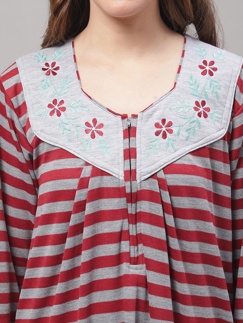 long sleeves striped nighty - 19698478 - Standard Image - 5
