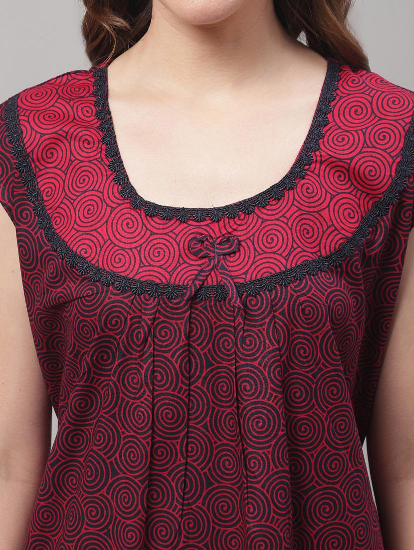 printed cap sleeves back tie nighty - 19698479 - Standard Image - 5