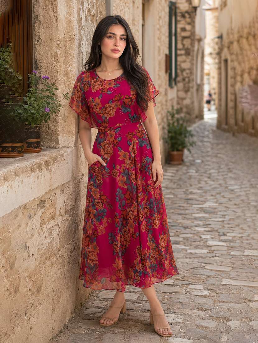 women's fit & flare floral dress