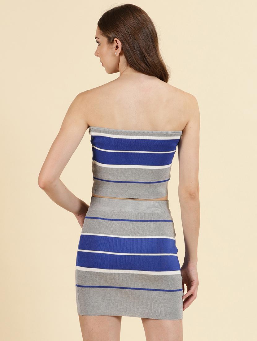 off shoulder striped top and skirt set - 19698826 - Standard Image - 3