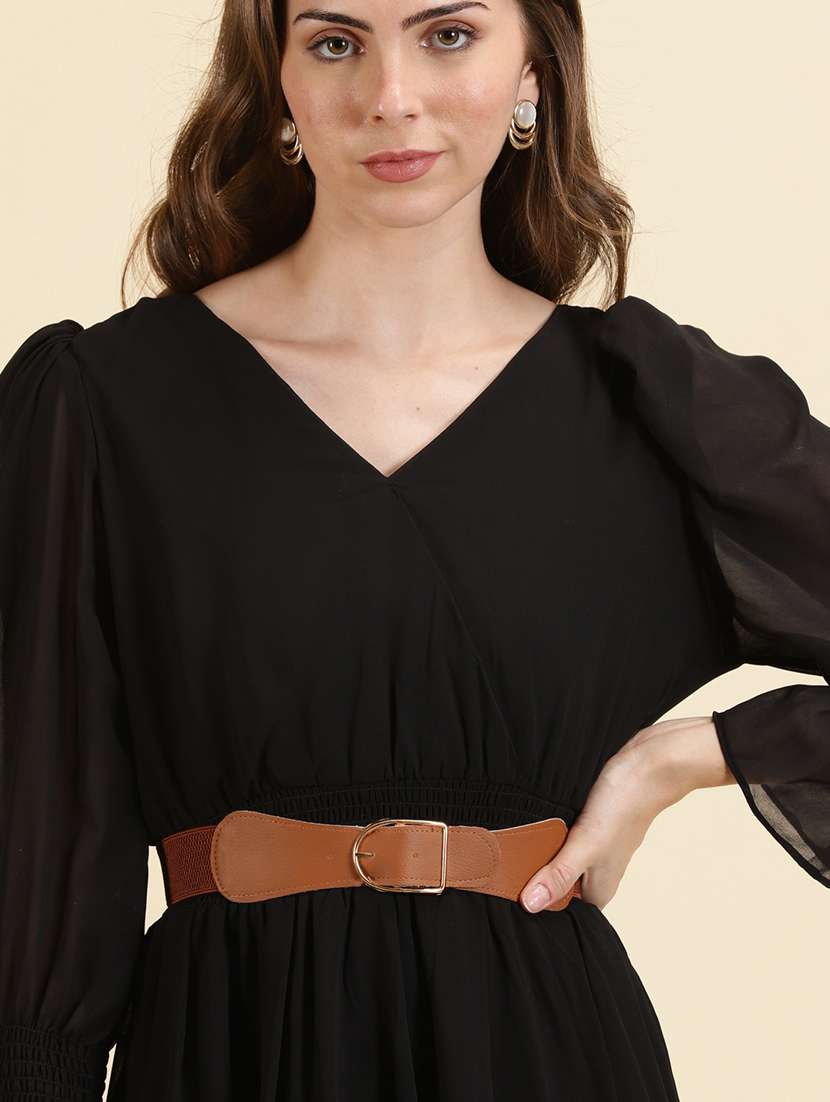 women's fit & flare solid dress - 19698833 -  Standard Image - 5