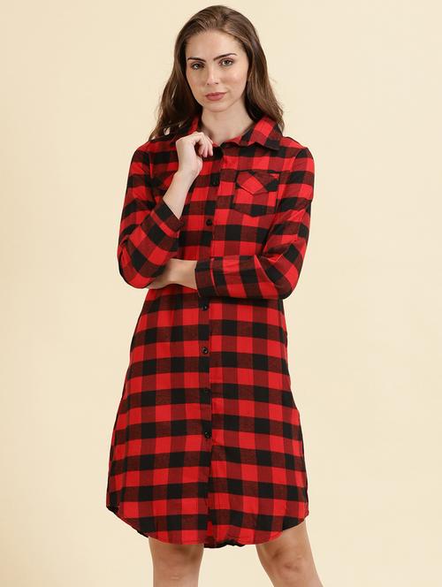 women shirt collar checkered shirt - 19698879 - Standard Image - 0