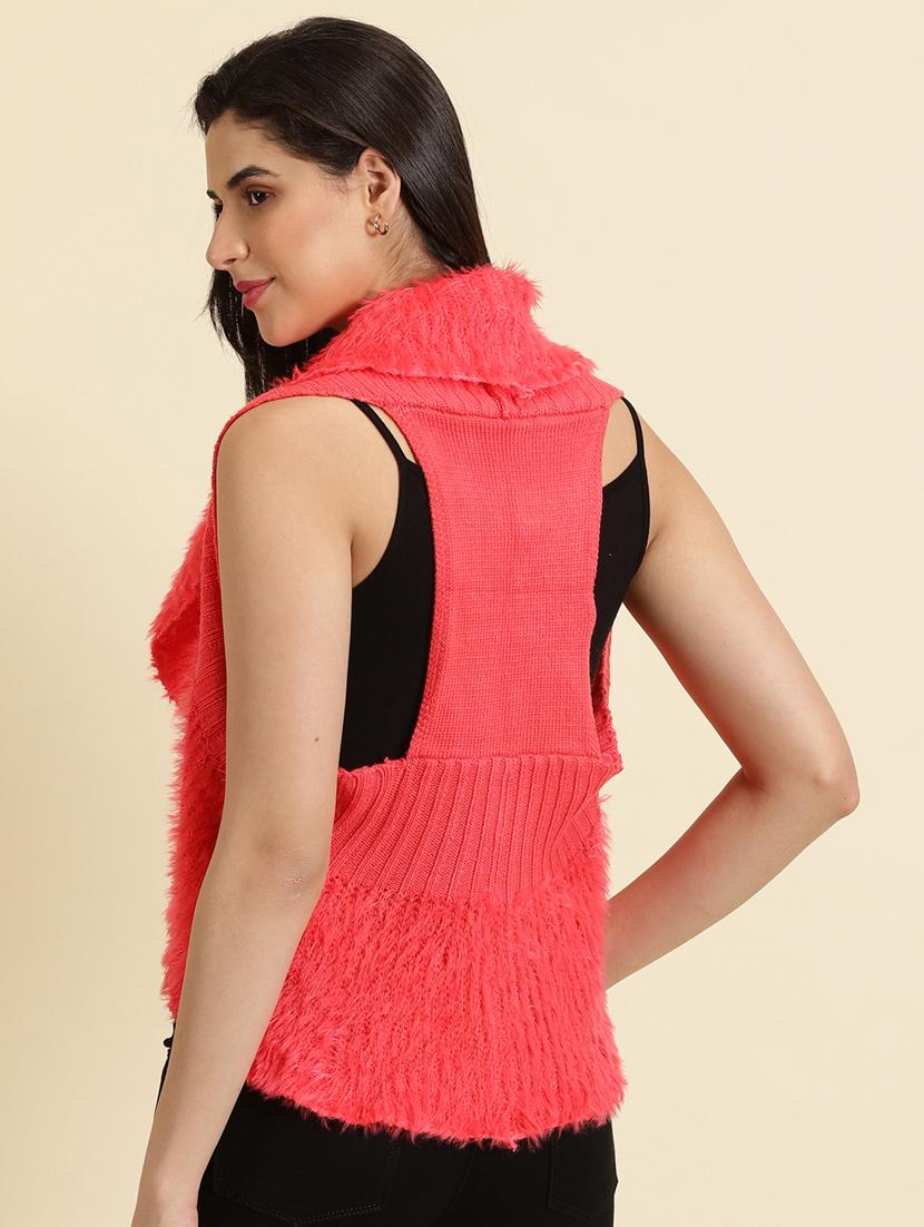 women pink asymmetric shrug - 19698890 - Standard Image - 3