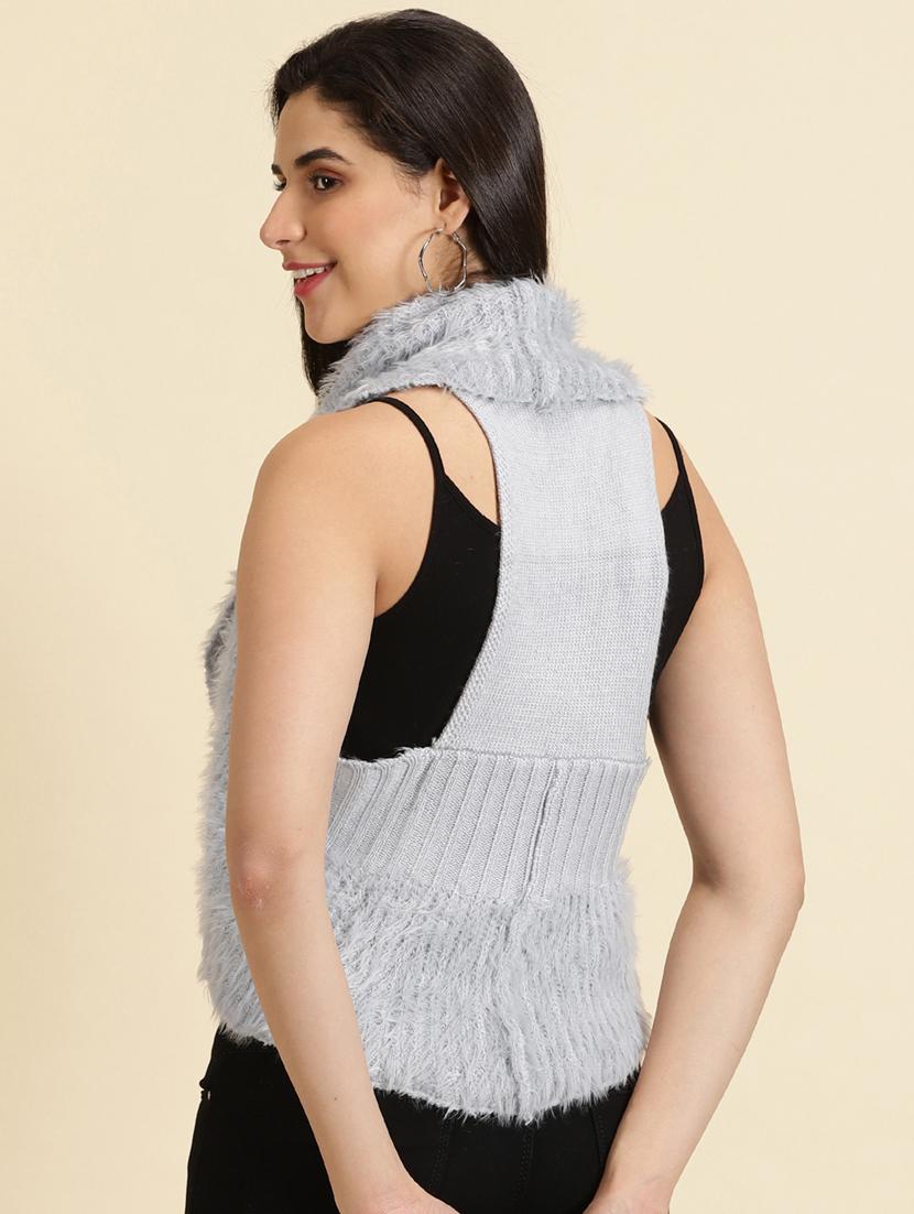 women grey asymmetric shrug - 19698891 - Standard Image - 3