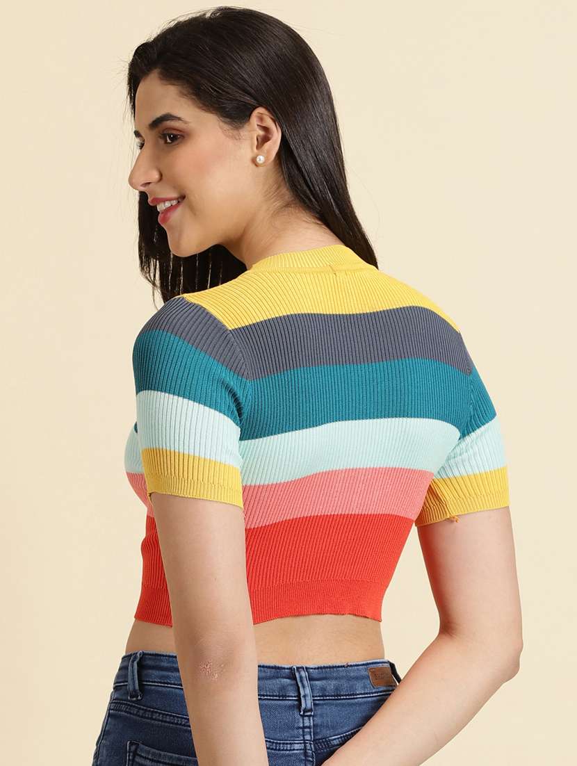 women's crop round neck top - 19698935 -  Standard Image - 3