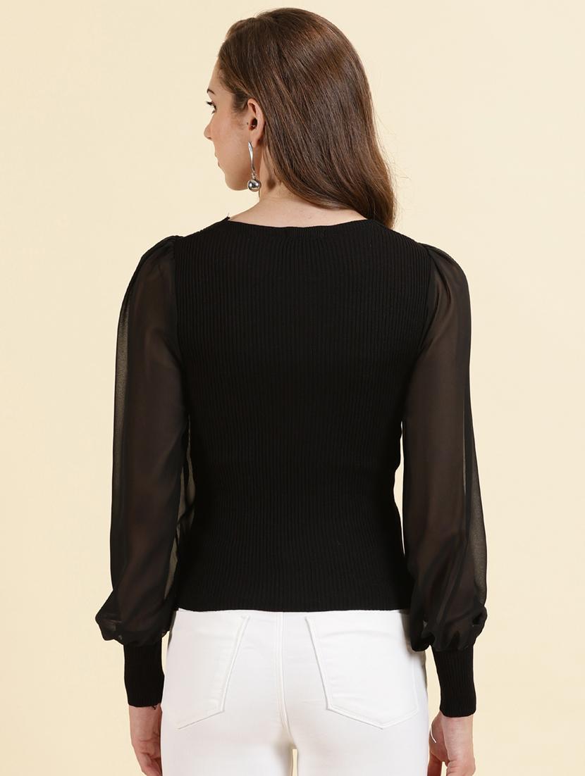 women v neck wrap top - 19698952 - Standard Image - 3