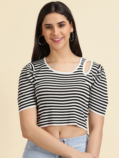 women's crop round neck top - 19698979 - Standard Image - 0
