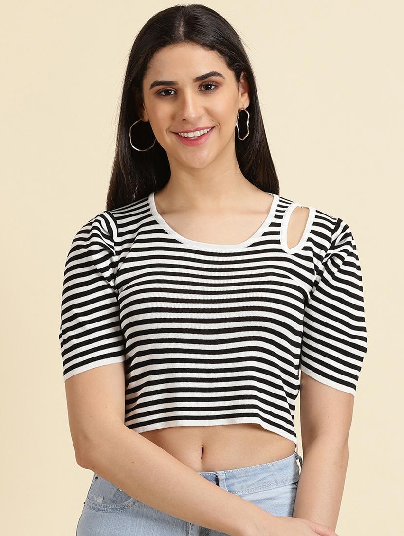 women's crop round neck top - 19698979 - Zoom Image - 0