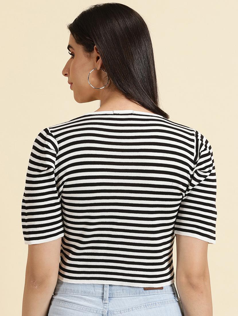 women's crop round neck top - 19698979 - Standard Image - 3