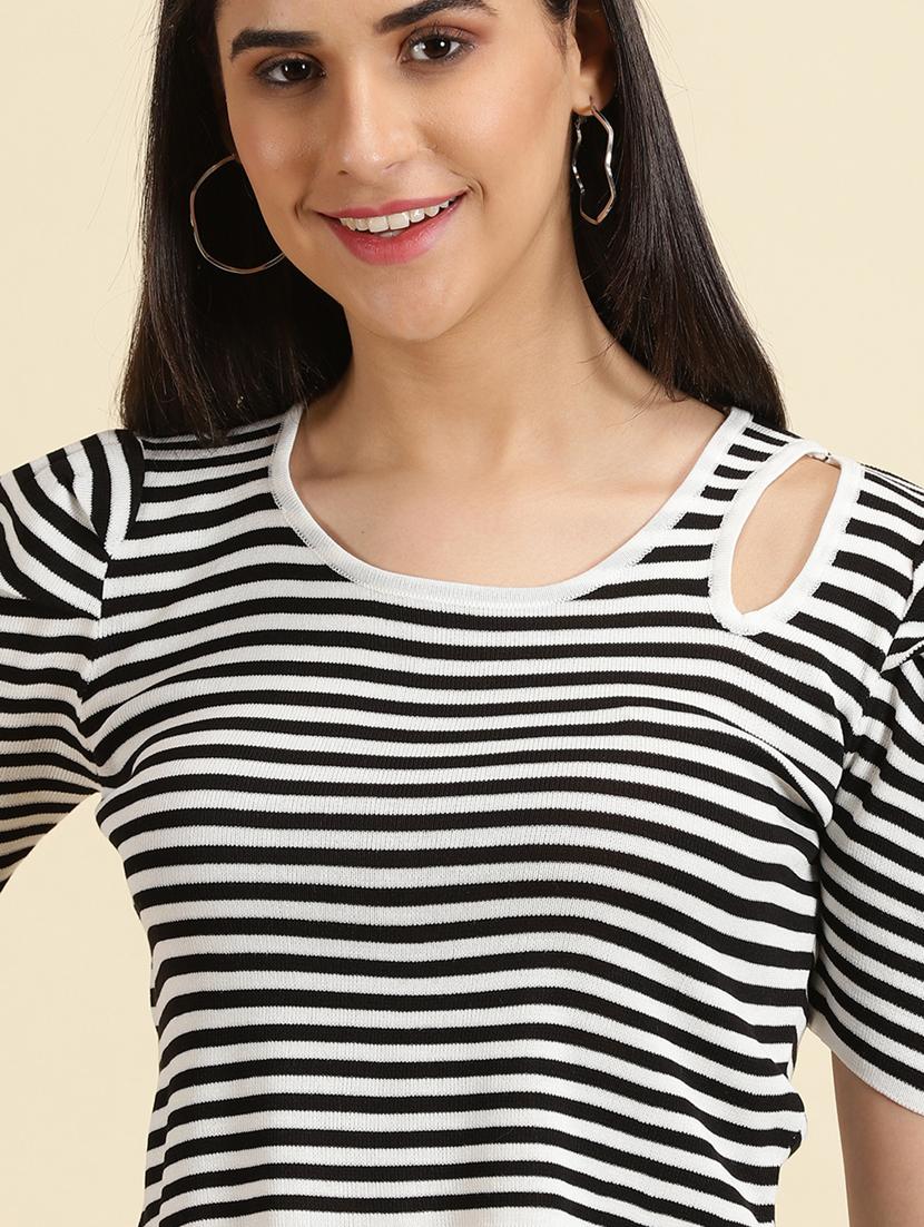 women's crop round neck top - 19698979 - Standard Image - 5