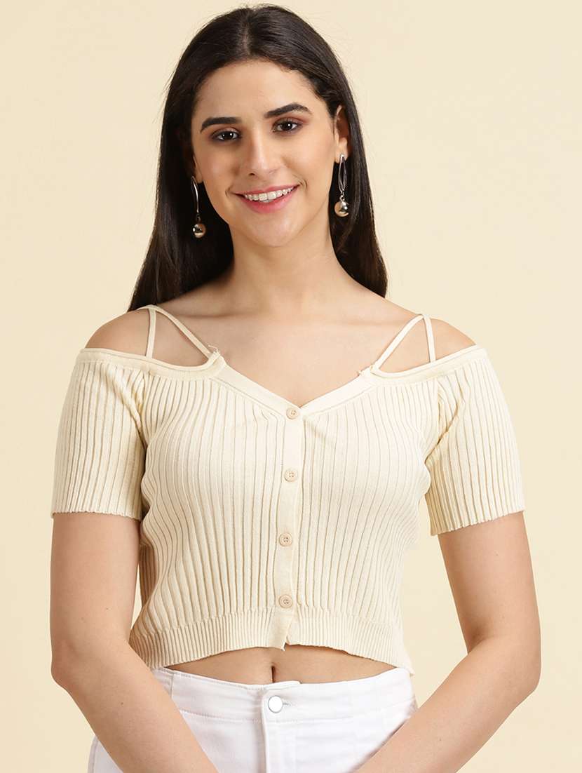 women's crop shoulder strap top