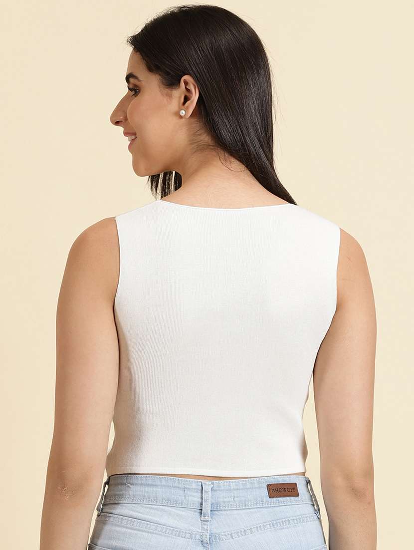 women's crop v neck top - 19699004 -  Standard Image - 3