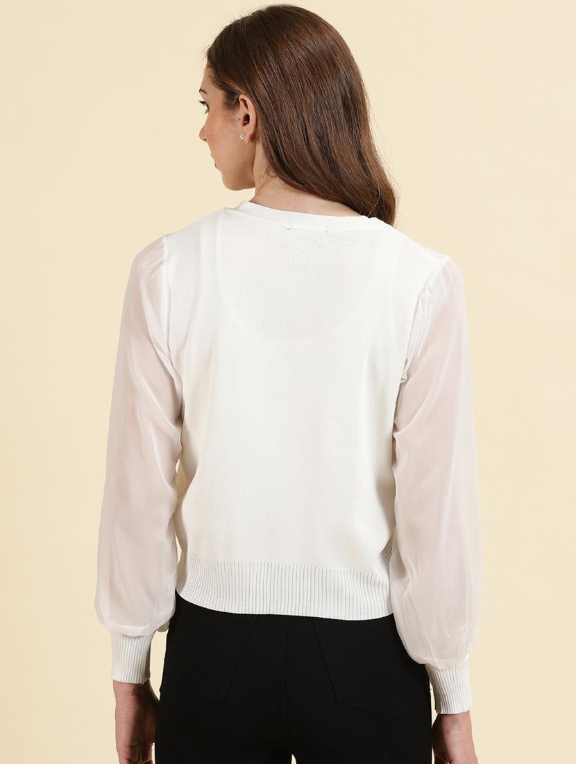 women's white v neck top - 19699018 - Standard Image - 3