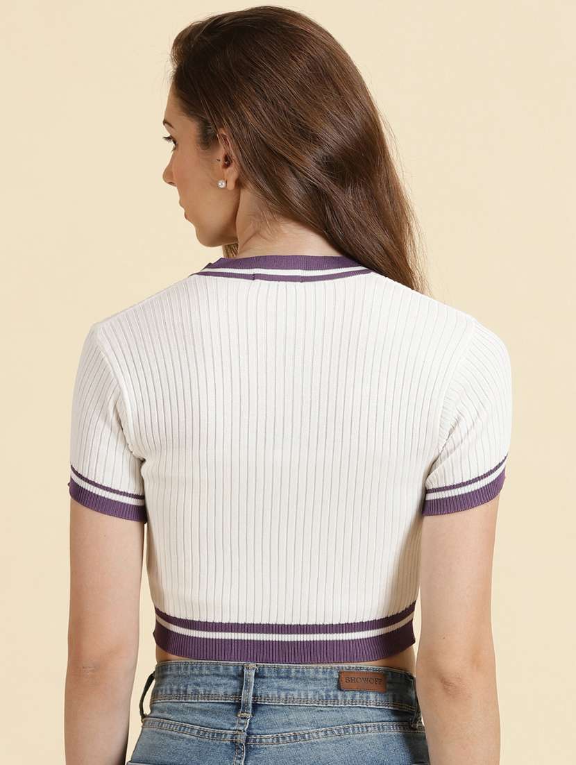 women's crop v neck top - 19699028 -  Standard Image - 3