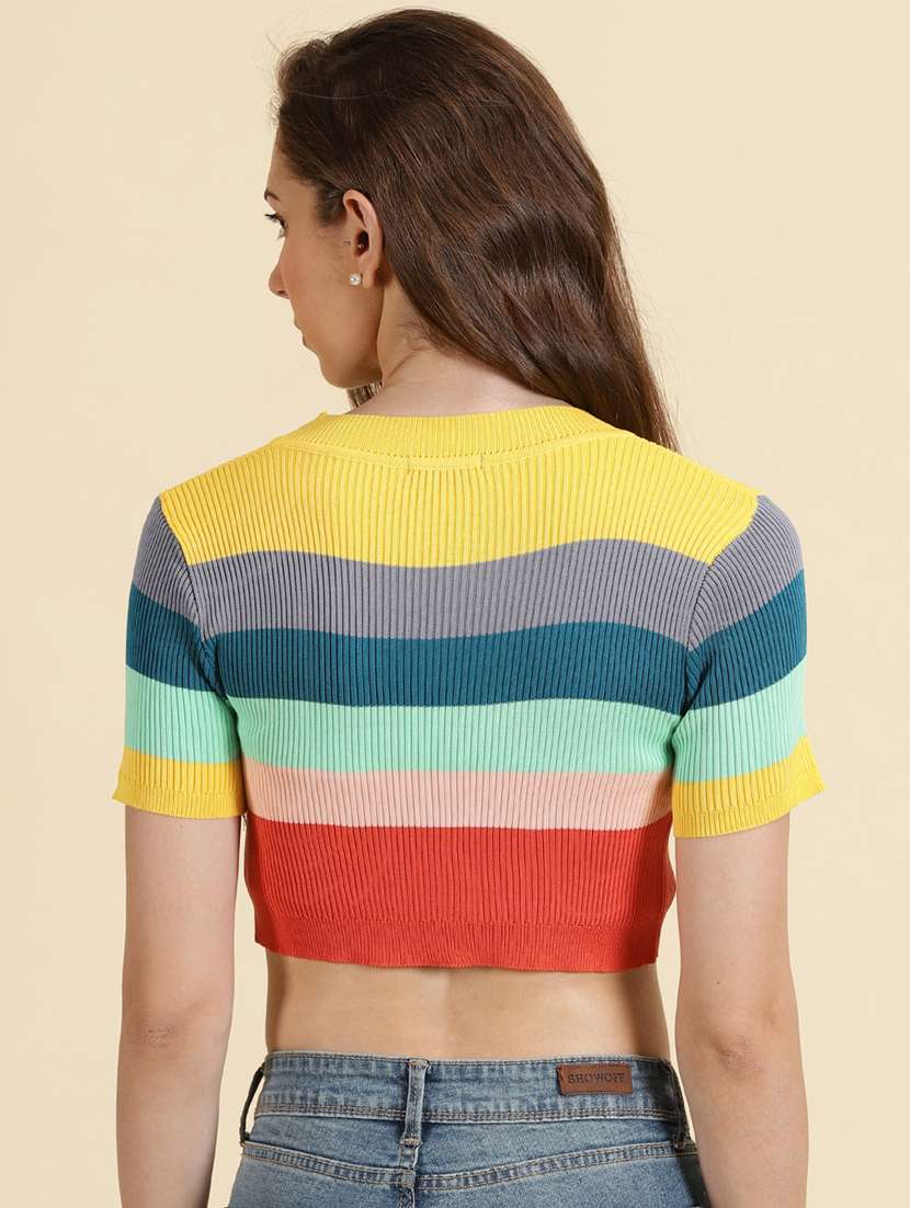 women's crop round neck top - 19699091 -  Standard Image - 3