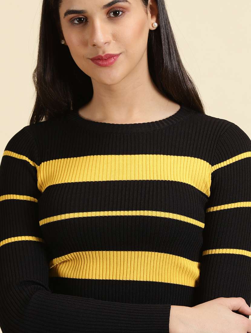 round neck color block crop top - 19699094 -  Standard Image - 5