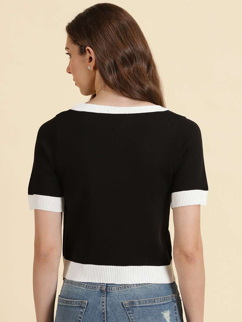 women's crop v neck top - 19699104 -  Standard Image - 3