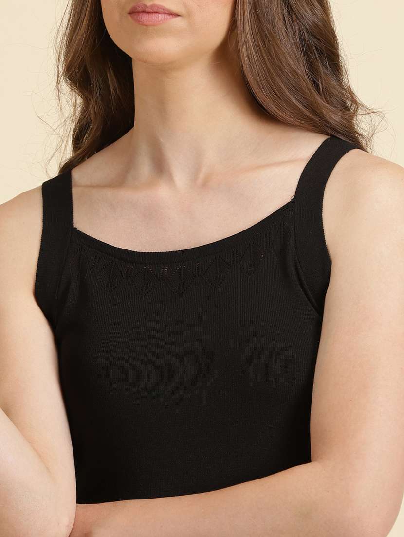 black solid camisole top - 19699106 -  Standard Image - 5