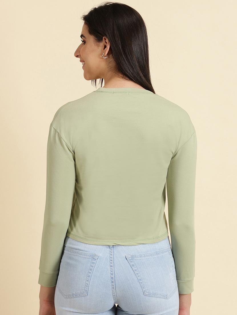 women's crop round neck top - 19699111 - Standard Image - 3