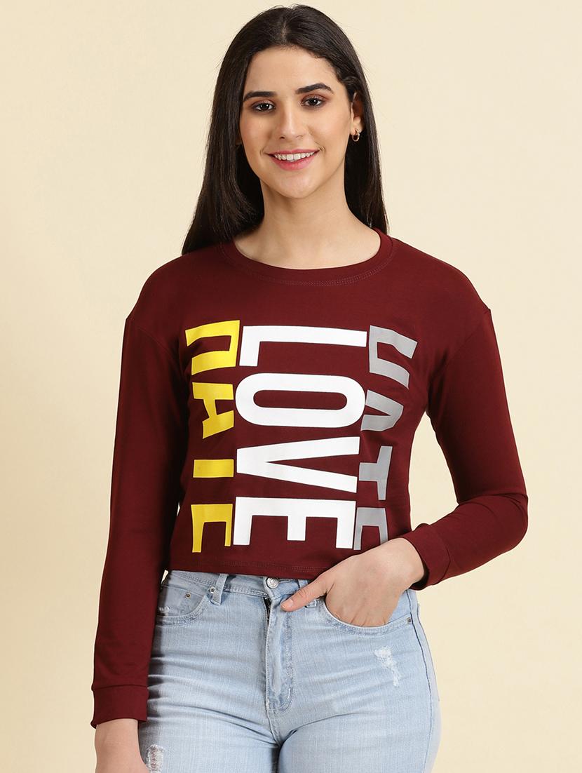 women's crop round neck top - 19699114 -  Zoom Image - 0