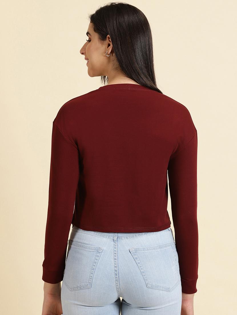 women's crop round neck top - 19699114 - Standard Image - 3
