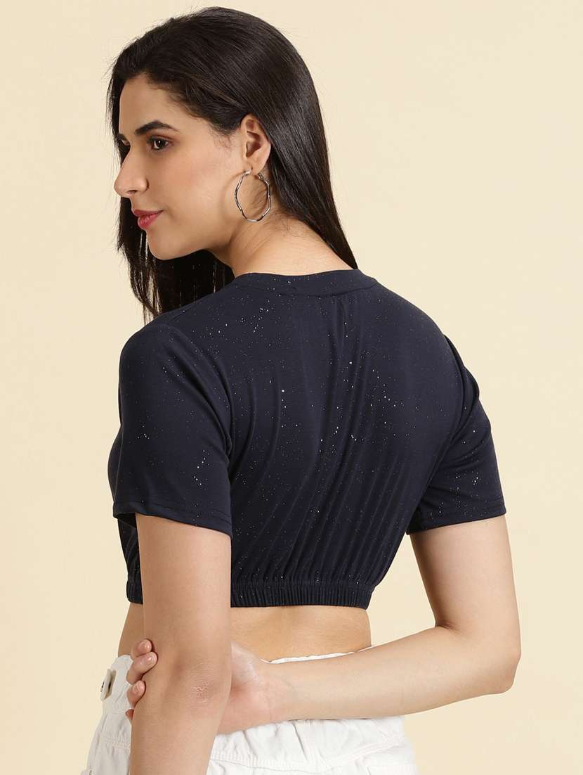 women's crop round neck top - 19699122 -  Standard Image - 3