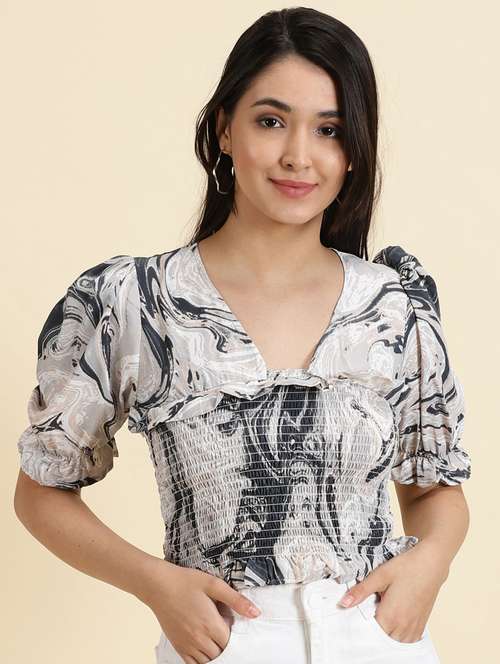 women's crop v neck top - 19699129 -  Standard Image - 0