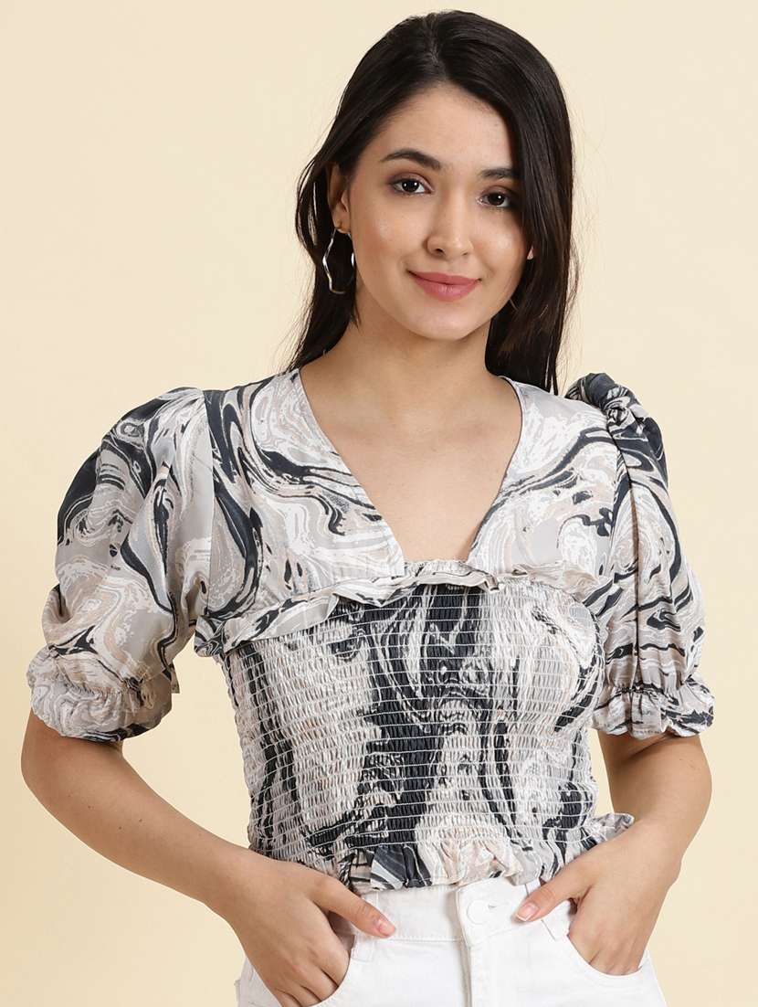 women's crop v neck top - 19699129 -  Zoom Image - 0