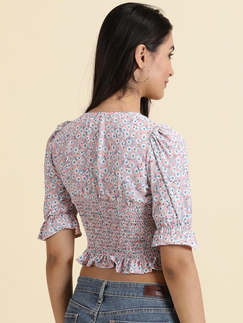 women's crop v neck top - 19699131 - Standard Image - 3