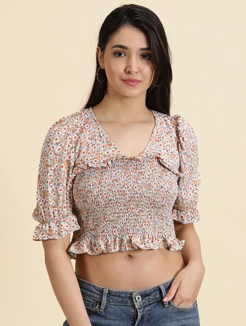women's crop v neck top - 19699132 -  Standard Image - 0