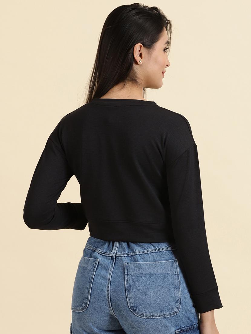 women's crop round neck top - 19699144 - Standard Image - 3